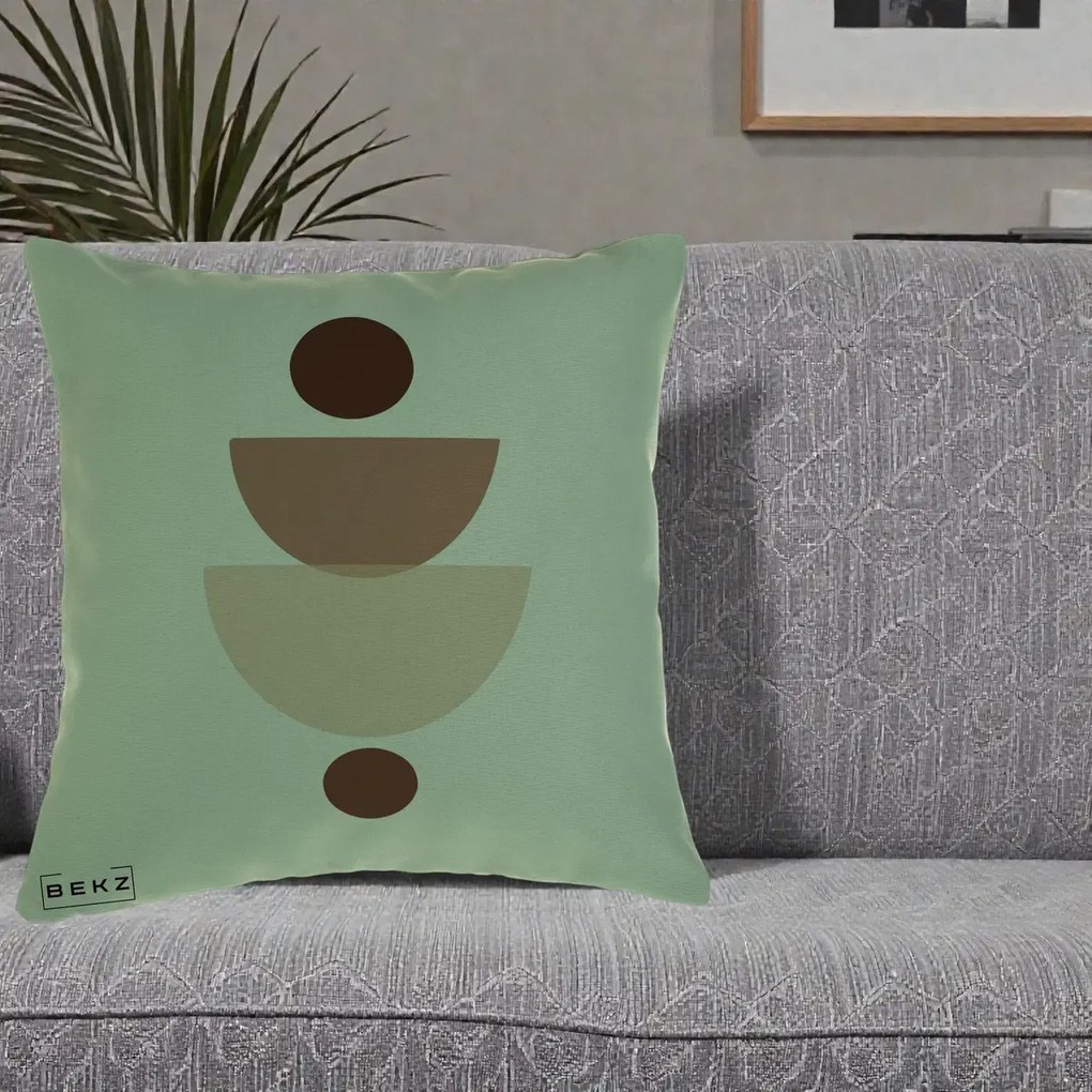 Perna Decorativa Geometric Boho Balance, 40x40 cm, Verde, Husa Detasabila, Perna Inclusa, BEKZ®