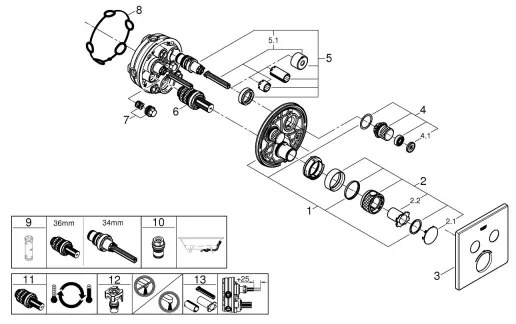 GROHE 29124000 - Termostat GROHTHERM SMARTCONTROL, crom lucios
