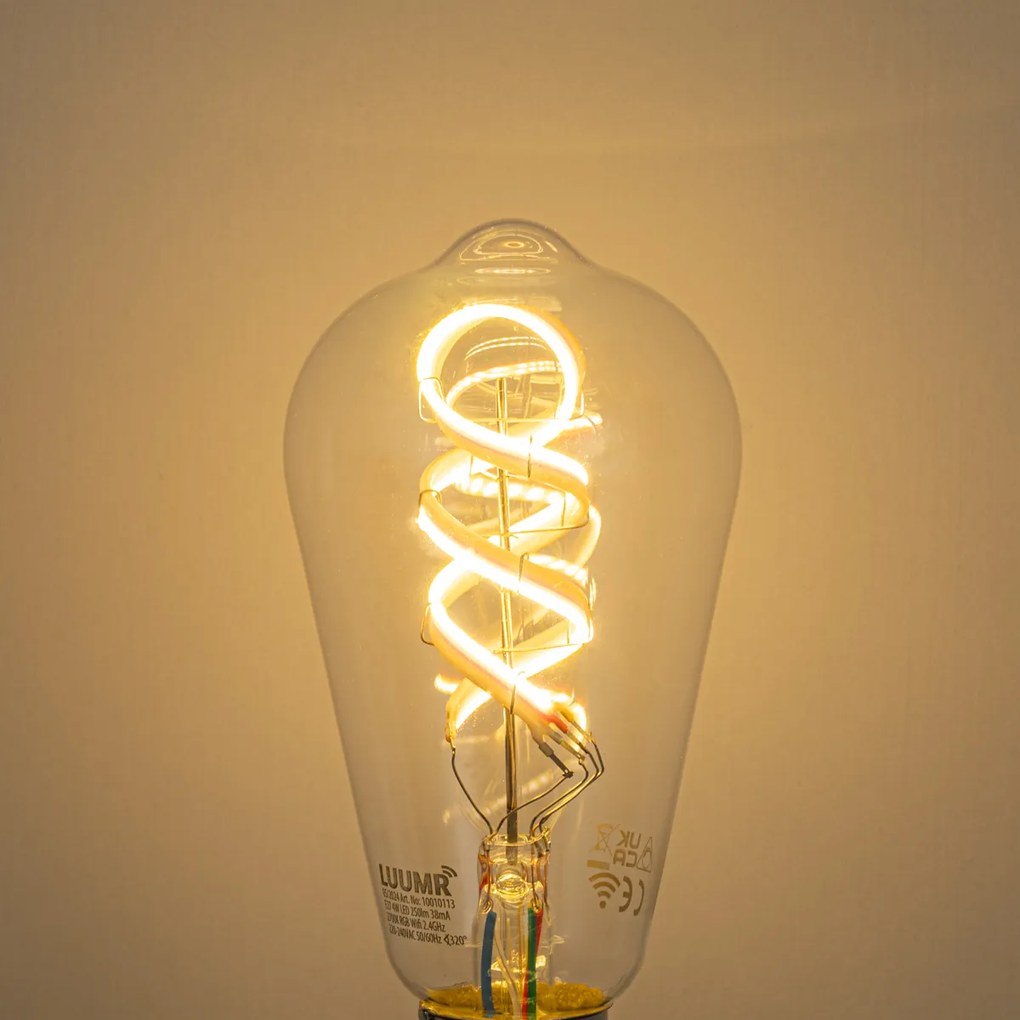 Set 5 becuri Becuri LED inteligente E27 reglabile ST64 RGBW transparente 4W 250lm 2700K