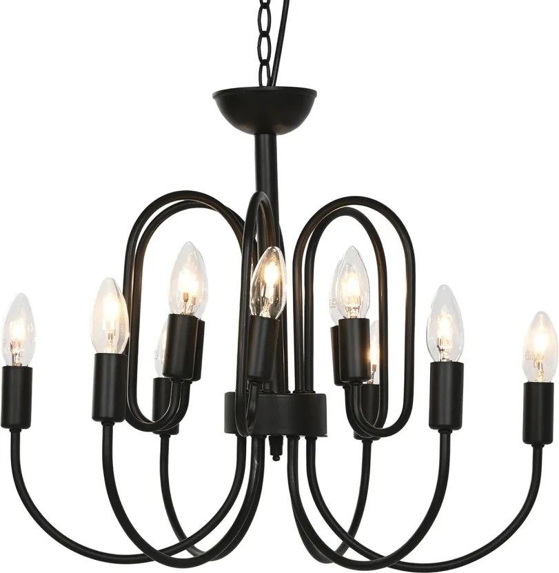 Candelabru din metal, negru, cu 12 brațe, 46 x 54 cm, „Cayeux”