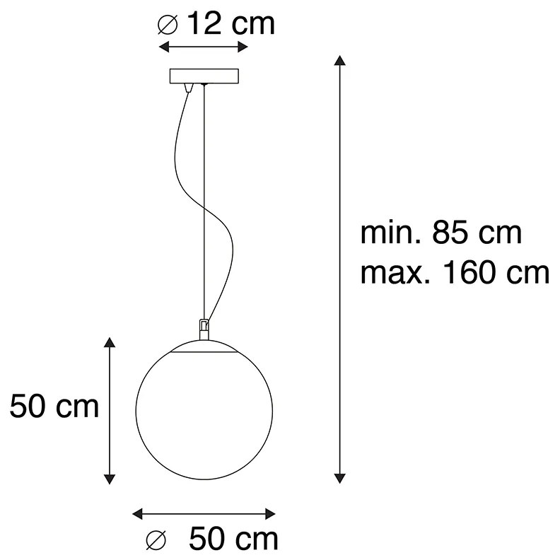 Lampă suspendată scandinavă din sticlă opal 50 cm - Ball 50