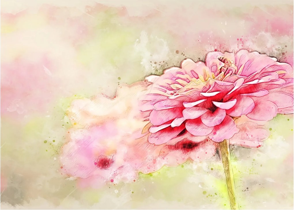 Tablou - Floare roz, aquarel (70x50 cm)