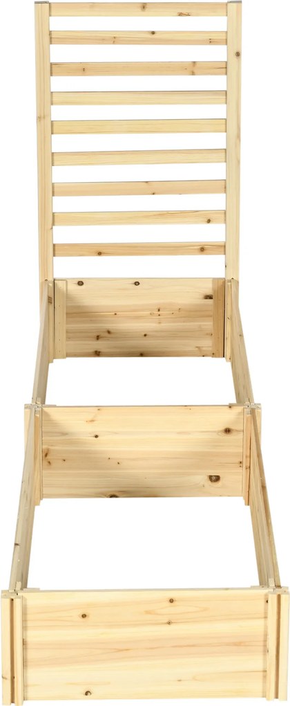 Outsunny Strat Înălțat pentru Grădină cu Spalier și Fund Deschis, 230x60x110 cm, Lemn Natural | Aosom Romania
