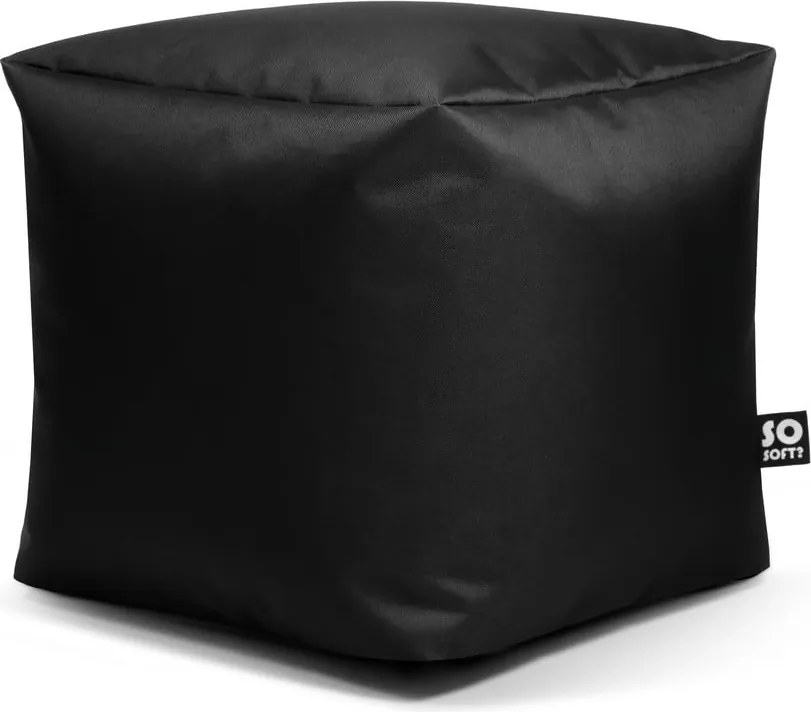 Fotoliu puf pentru copii negru cu tapițerie din imitație de piele Cube M – So Soft?