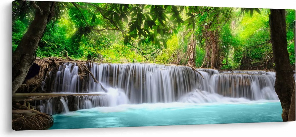 Tablou - Cascadă, turcoaz (120x50 cm)
