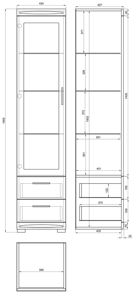 Mazzoni Mobilier perete SIMPLE Stejar Craft Auriu/Alb Luciu - COMODĂ MARE TV VITRINĂ DOUĂ COMODE PENTRU LIVING