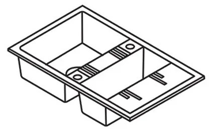 Chiuveta granit Ferro, Mezzo II, dreptunghiulara, 2 cuve cu picurator, 790x480 mm, gri