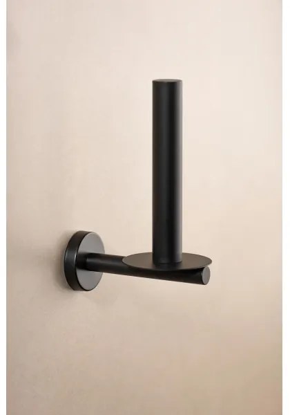 WENKO 24262100 - Suport pentru hârtie igienică BOSIO BLACK, 8 x 18 cm, inox/argintiu