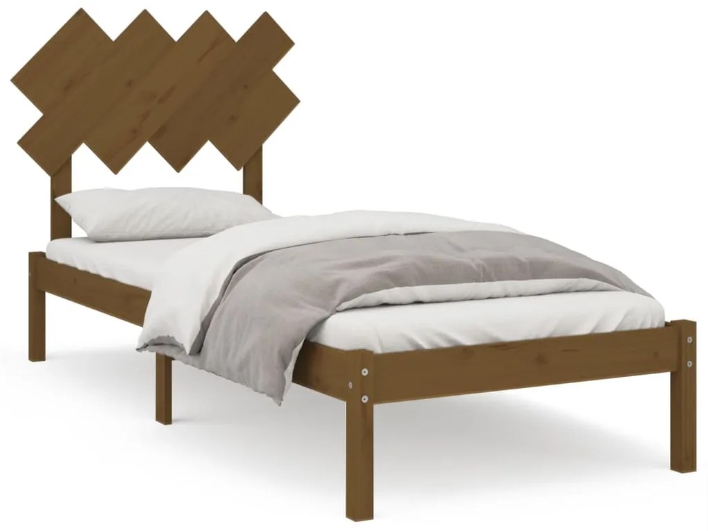 3104836 vidaXL Cadru de pat Single 3FT, maro miere, 90x190 cm, lemn masiv