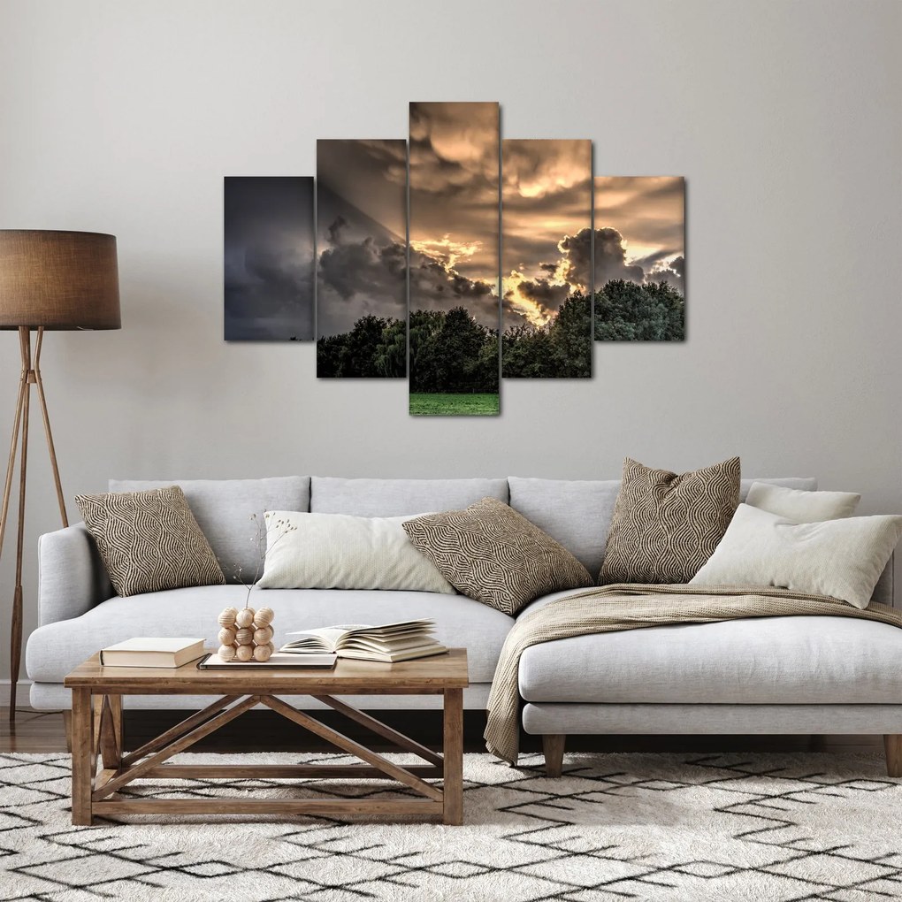 Tablou cu nori și pădure (150x105 cm)