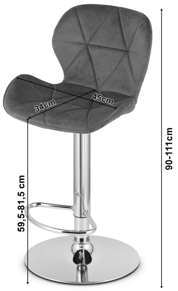Scaun de bar WEST VELVET, neagra
