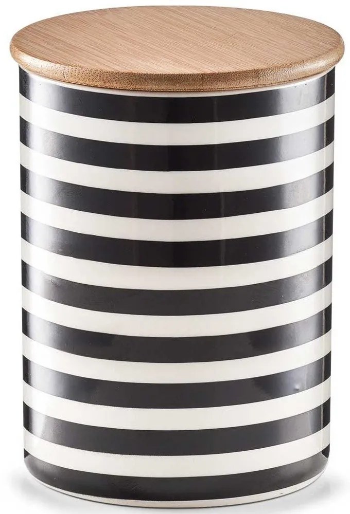 Recipient ceramic STRIPES cu capac din bambus, 900 ml, ZELLER