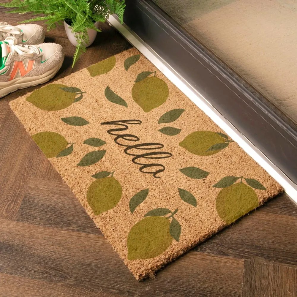 Covoraș de intrare din fibre de nucă de cocos 40x60 cm Hello Lemons – Artsy Doormats