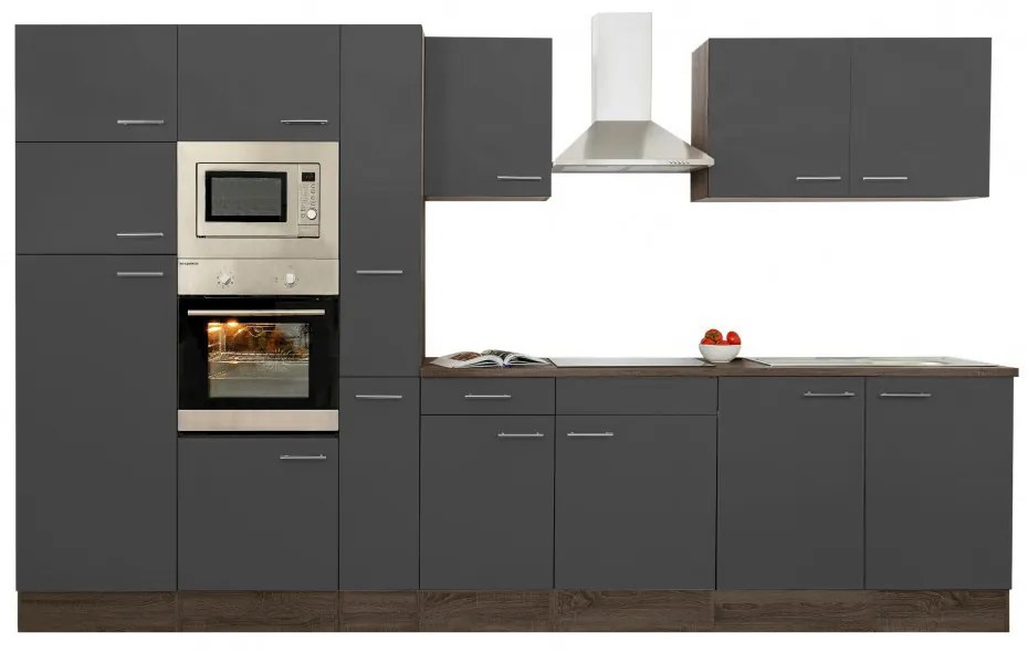 Mobilă de bucătărie Yorki 360, corp din stejar Yorki, cu față antracit satinat