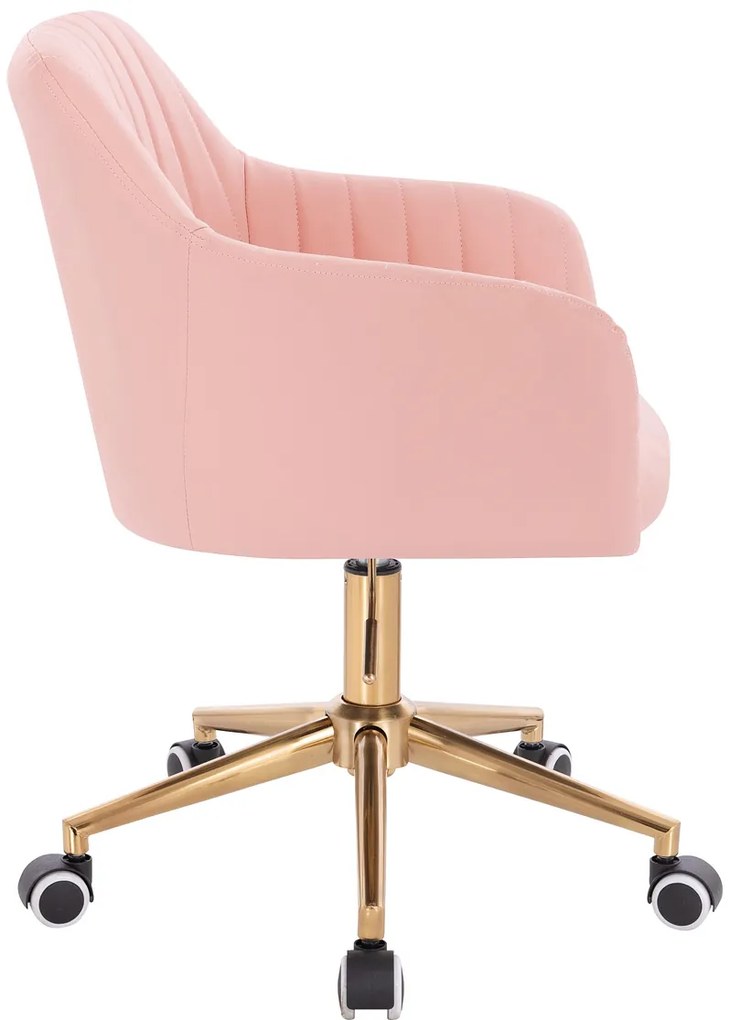 HC190K Scaun Roz din Piele Ecologica cu Bază Aurie