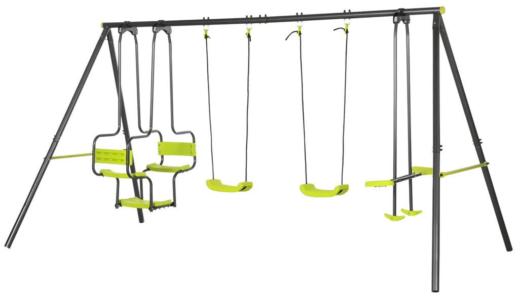 Outsunny Balansoar 4 agrafe portico cu balansoar - dim. 3,55L x 1,84l x 1,86H m metal epoxid anticoroziv PE Gri | Aosom Romania