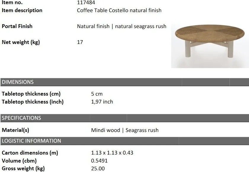Masuta de cafea LUX design natural Costello