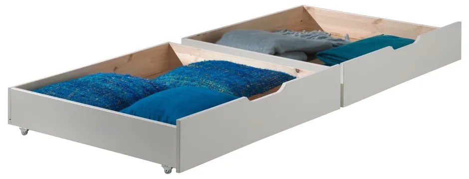 Sertare pentru sub pat de copii albe 2 buc. Pino – Vipack