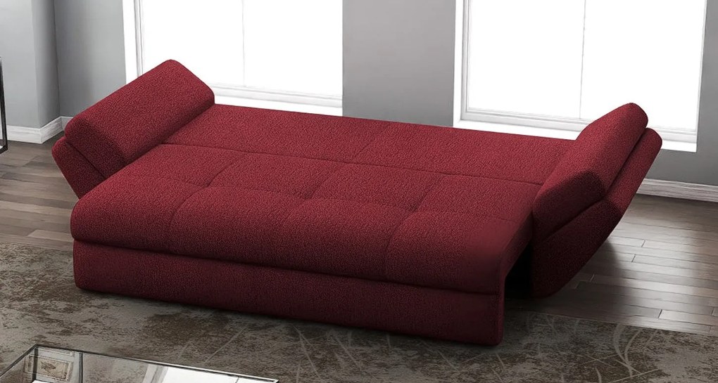 Canapea extensibilă dumonde cu ladă de depozitare si sezut confortabil din spuma high-density, Loana Enjoy Red 250x100 cm