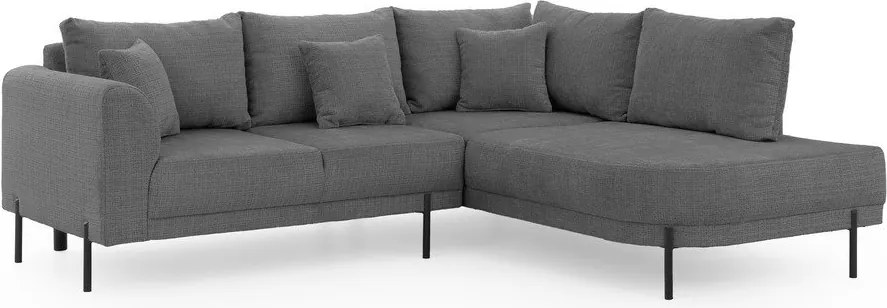 Colțar gri închis cu tapițerie din chenille (cu colț pe partea dreaptă/în formă de ”L”) Mauris – Ropez