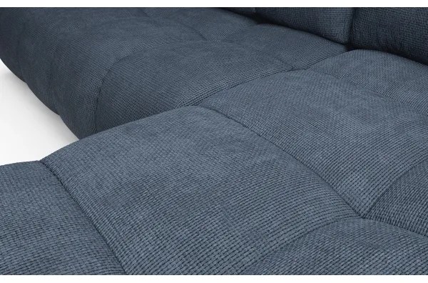 Colțar extensibil tapițat ALMADA, în formă de L, cu spațiu de depozitare, versiune dreaptă, albastru