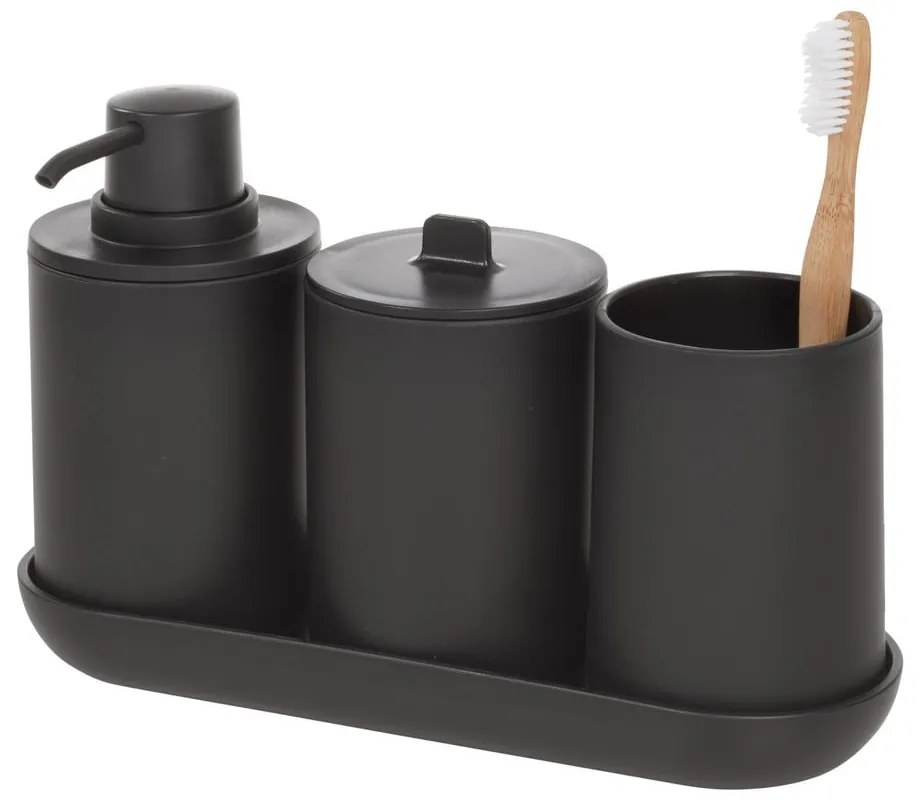 Dozator săpun cu 2 recipiente iDesign Cade, 355 ml, negru