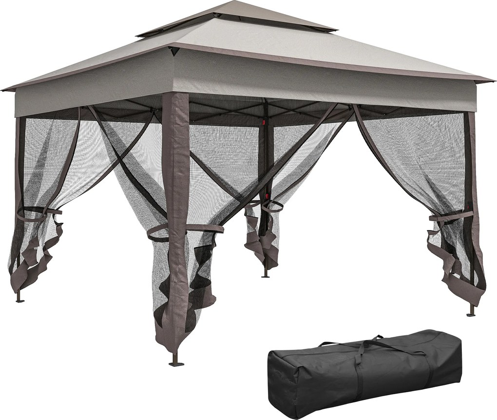 Outsunny pavilion pliabil cu pereți laterali, gri, 3,25 x 3,25 x 2,7 m | Aosom Romania