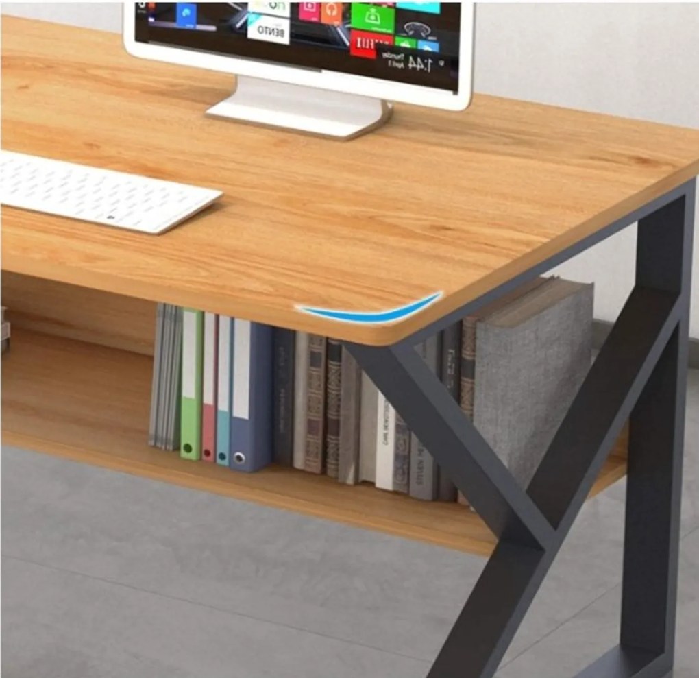 Birou SHAPE cu raft in decor stejar 100x60 cm