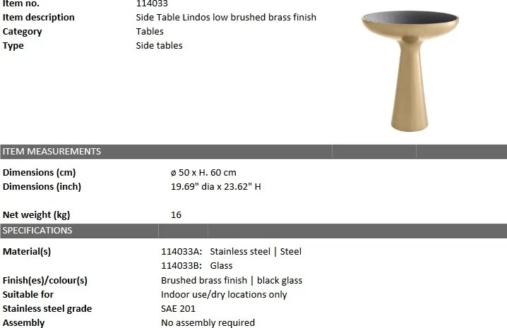 Masuta laterala design elegant LUX Lindos alama H-60cm 114033 HZ