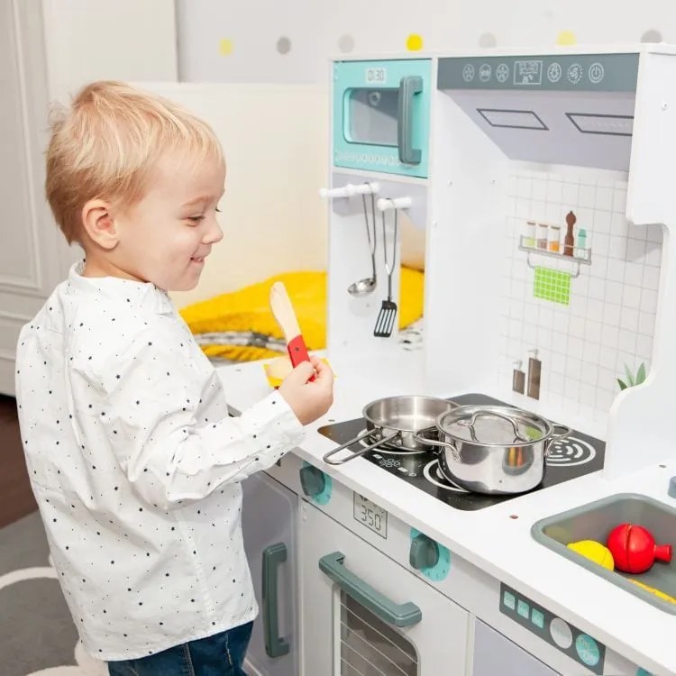 Bucatarie mare din lemn pentru copii cu accesorii