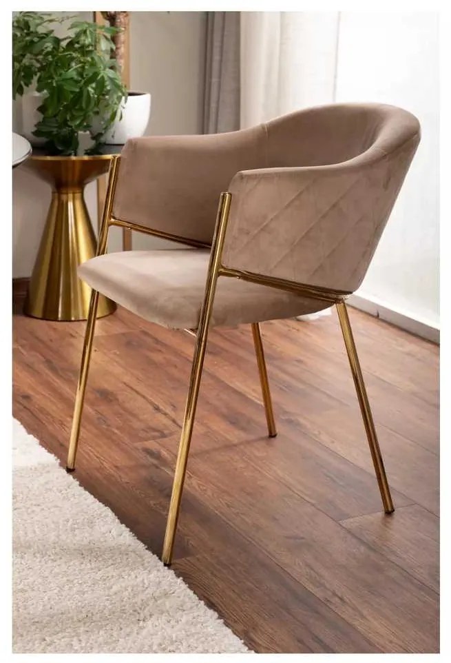 Scaun de bucătărie Serilda Velvet II, bej / auriu