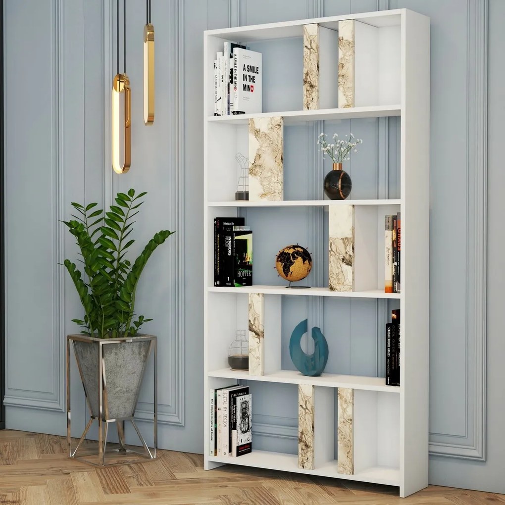 Bibliotecă Lime White Marbel and White