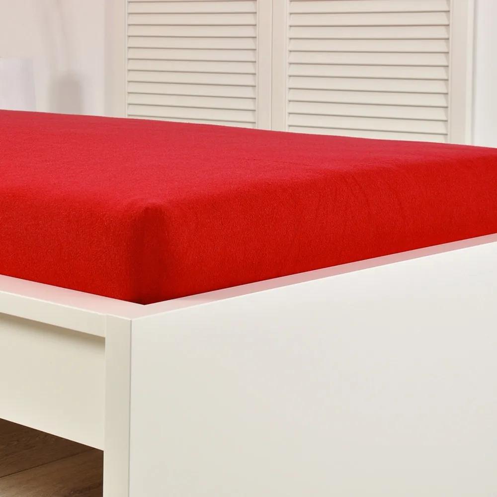 Cearșaf elastic de pat froté, roșu rosu 90x200 cm