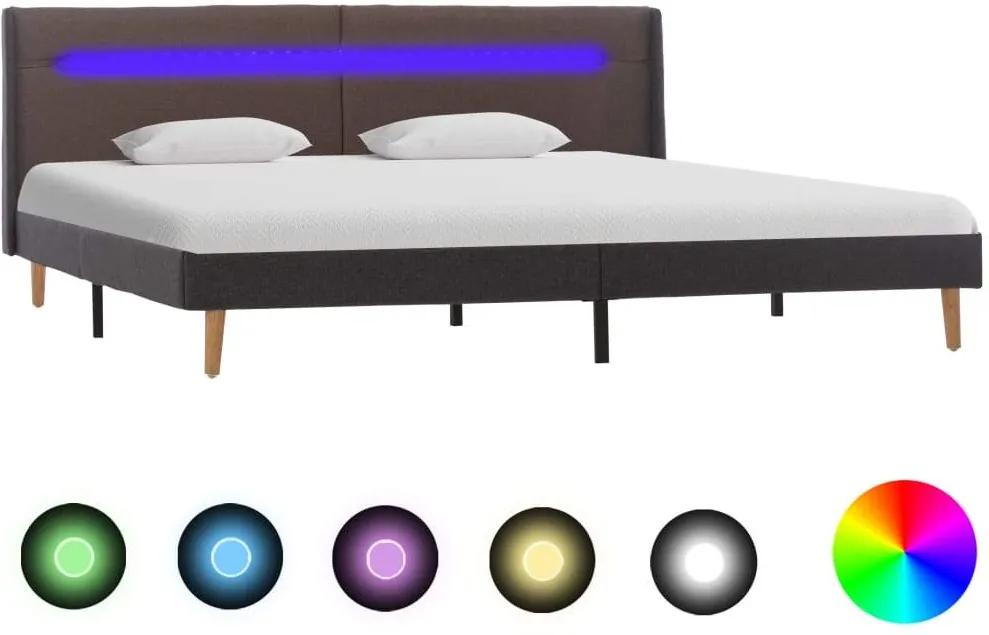 Cadru de pat cu LED, gri taupe, 160x200 cm, material textil