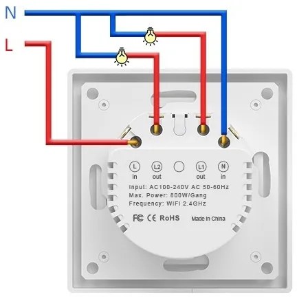 Immax NEO 07539L - Întrerupător SMART cu 2 butoane, 230V, Wi‑Fi (Tuya)