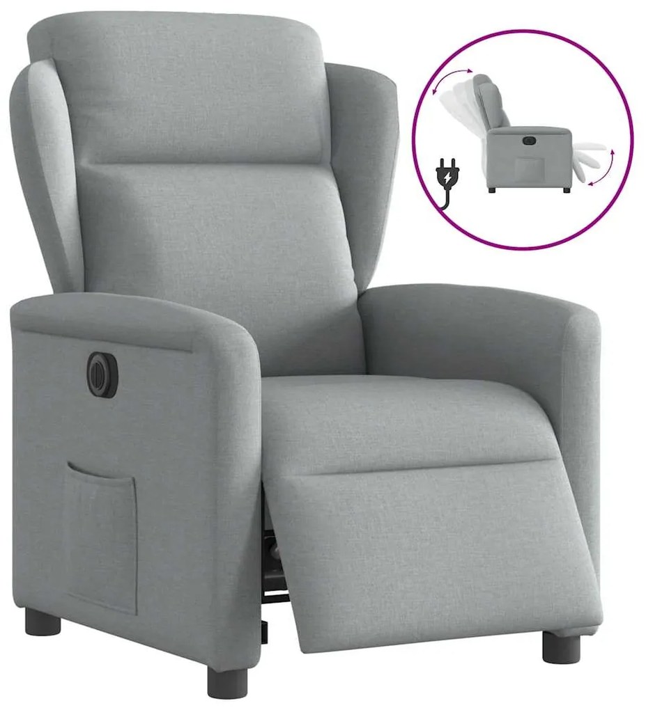 vidaXL Fotoliu rabatabil electric, gri deschis, textil
