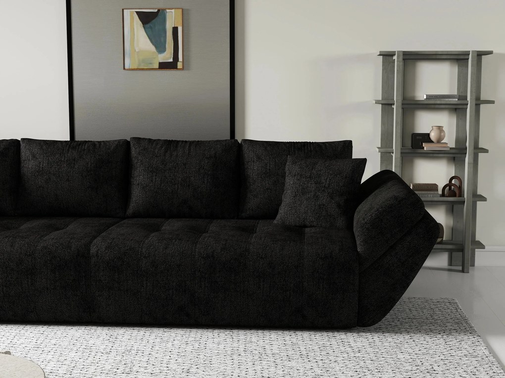 Canapea extensibilă dumonde cu ladă de depozitare si sezut confortabil din spuma high-density, Berlin Enjoy Black 300x100 cm