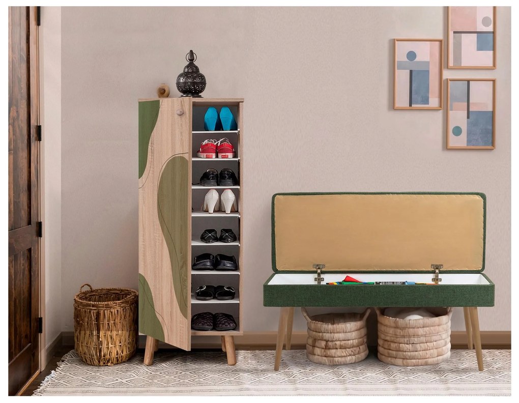 Mobilier Hol Beside 24 (stejar sonoma + verde) . 1093988