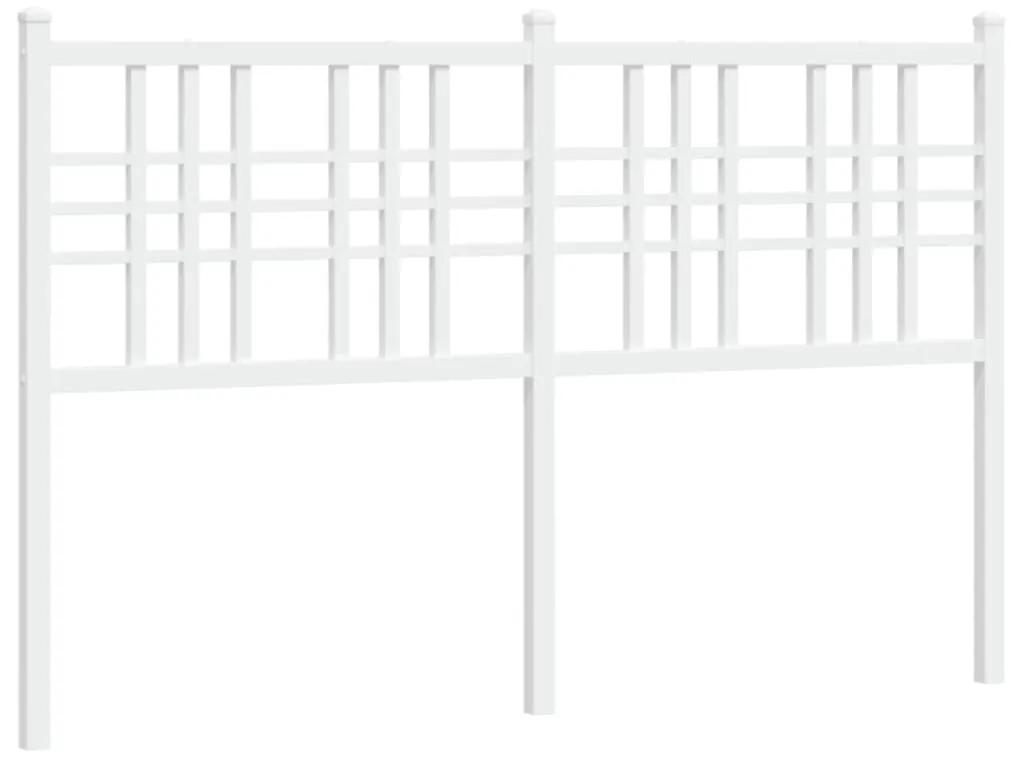 376406 vidaXL Tăblie de pat metalică, alb, 140 cm