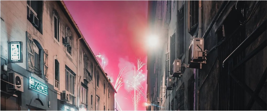 Tablou - Artificii din Marseille (120x50 cm)