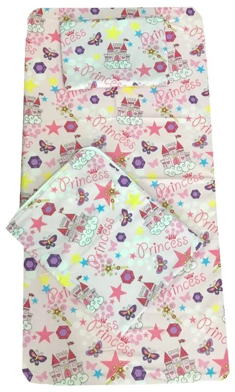 Set 3 piese paturica cu cearsaf si pernuta 140x70 cm Castelul Printesei