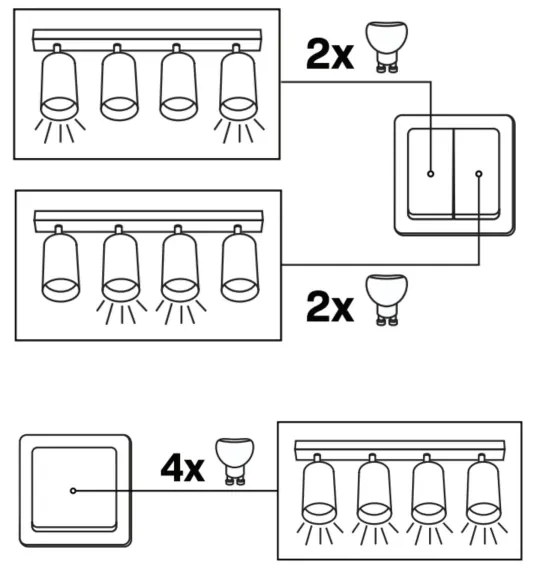 Spot BAMBOO 4xGU10/10W/230V negru