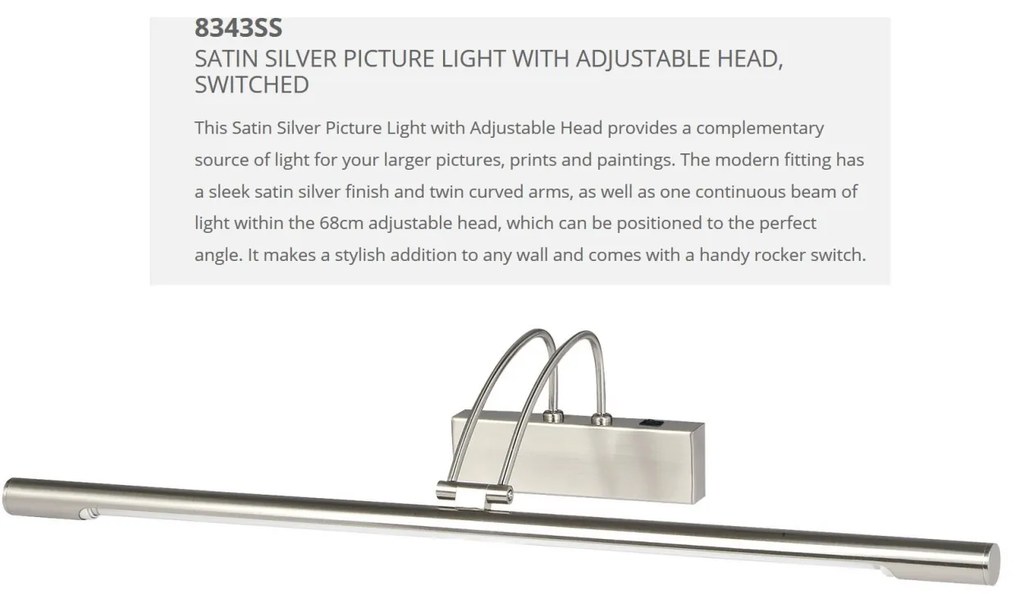 Aplica LED tablou directionabila Picture Lights argintiu satin 8343SS SRT