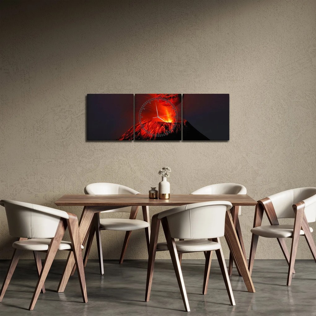 Tablou cu vulcan (cu ceas) (90x30 cm)