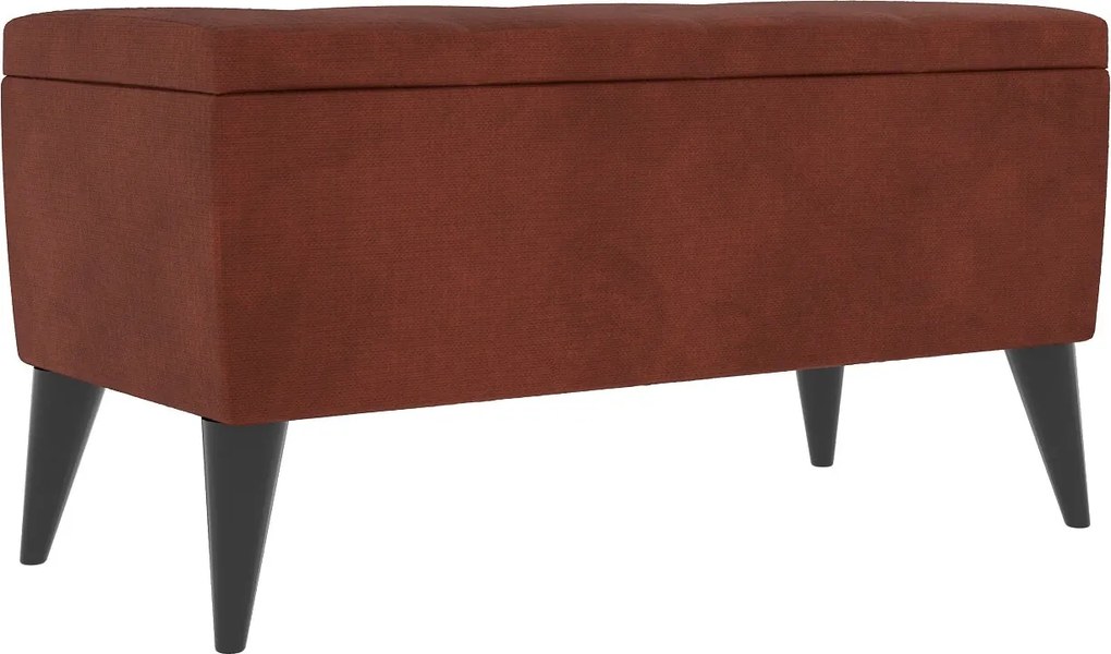 Bancheta Tapitata Mera, cu spatiu depozitare, Caramel, Stofa, 80 x 37 x 42 cm
