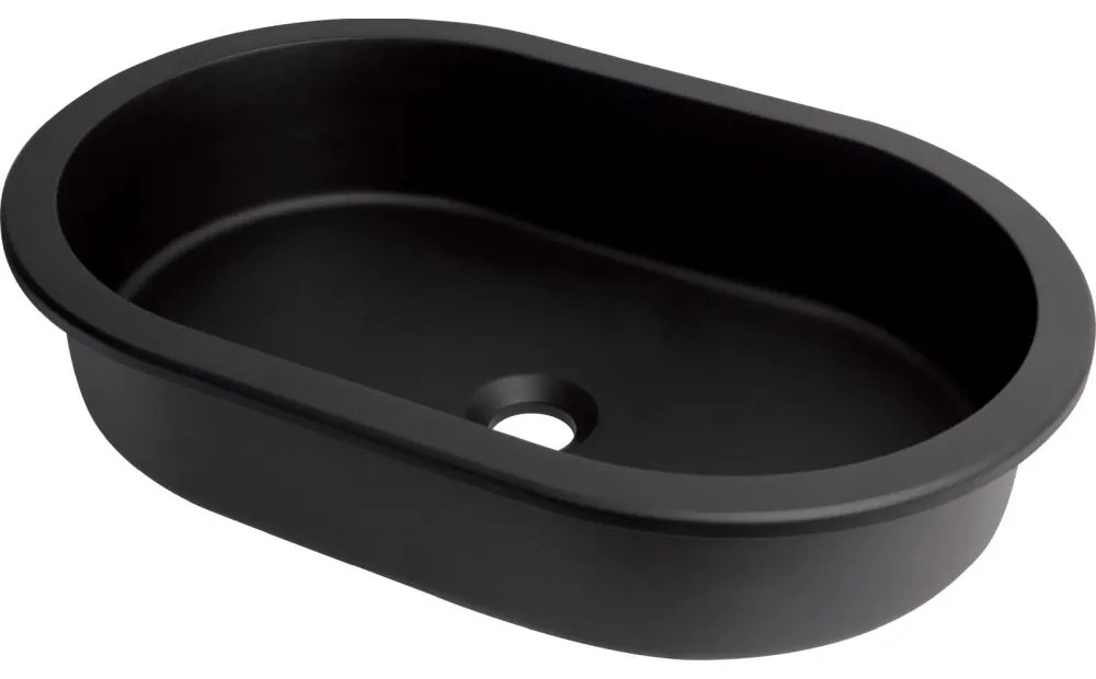 Lavoar incastrat compozit negru Deante Silia, oval, 59 cm Negru mat