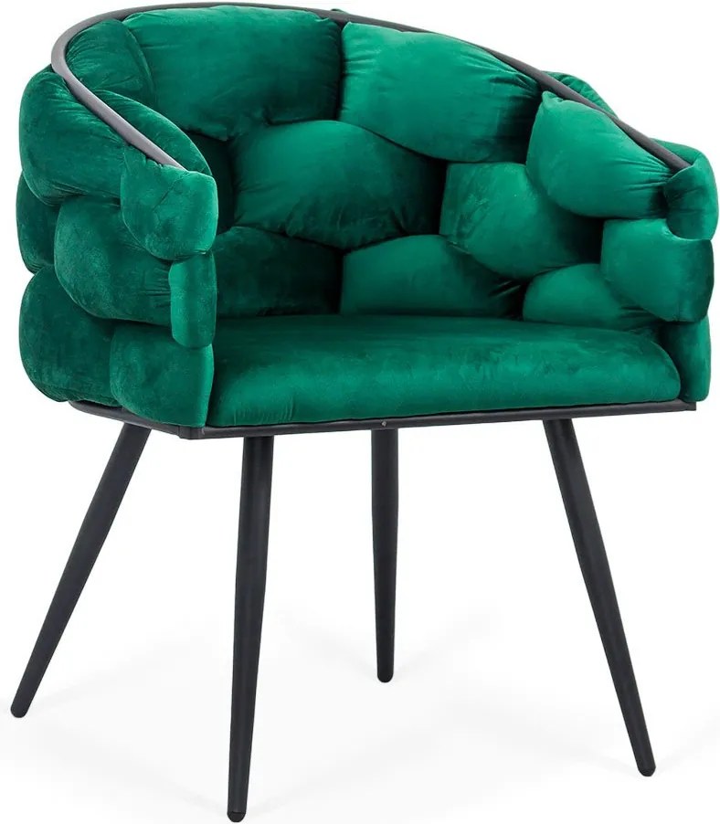 Scaun dining Daphne, verde, catifea