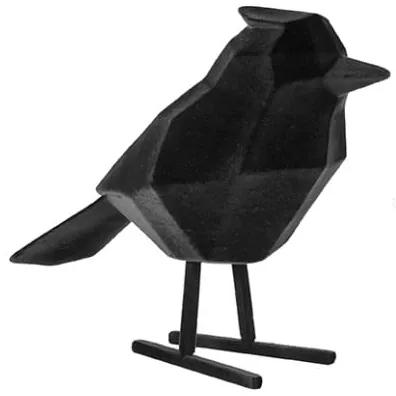 Statue bird large polyresin flocked black