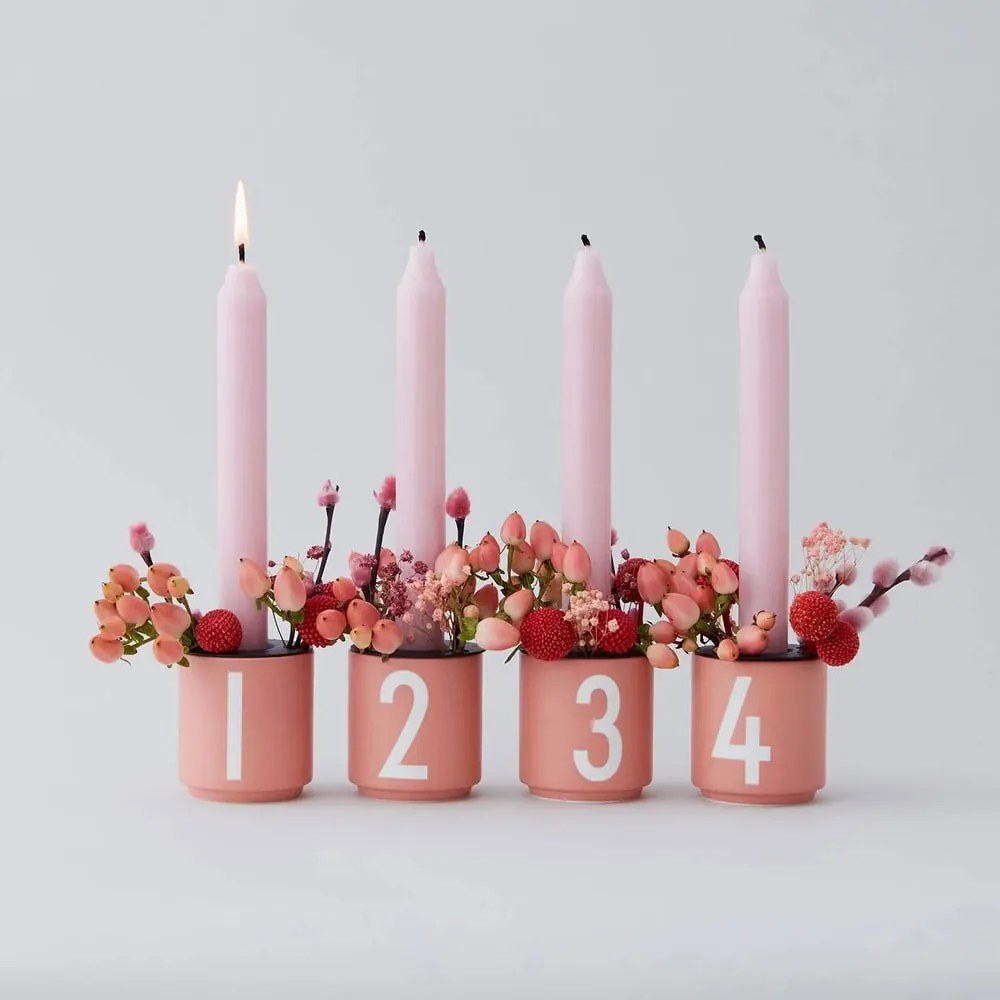 Set de 4 cești roz închis din imitație de porțelan Design Letters, 0,5 l