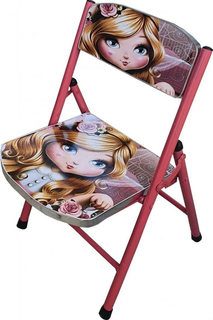 Masuta pliabila pentru copii din MDF Novokids™ Round folding table, Cu doua scaune pliabile, Diametru 60 cm, 2 niveluri de inaltime, Suprafata